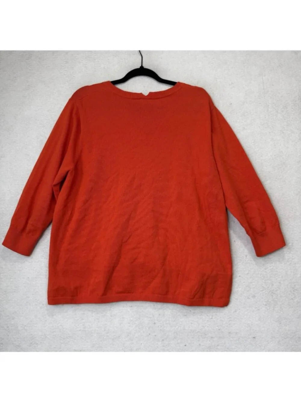 Cabi Sweater Womens Large Orange Crew Neck 3/4 Sleeve High Low Knit Pullover